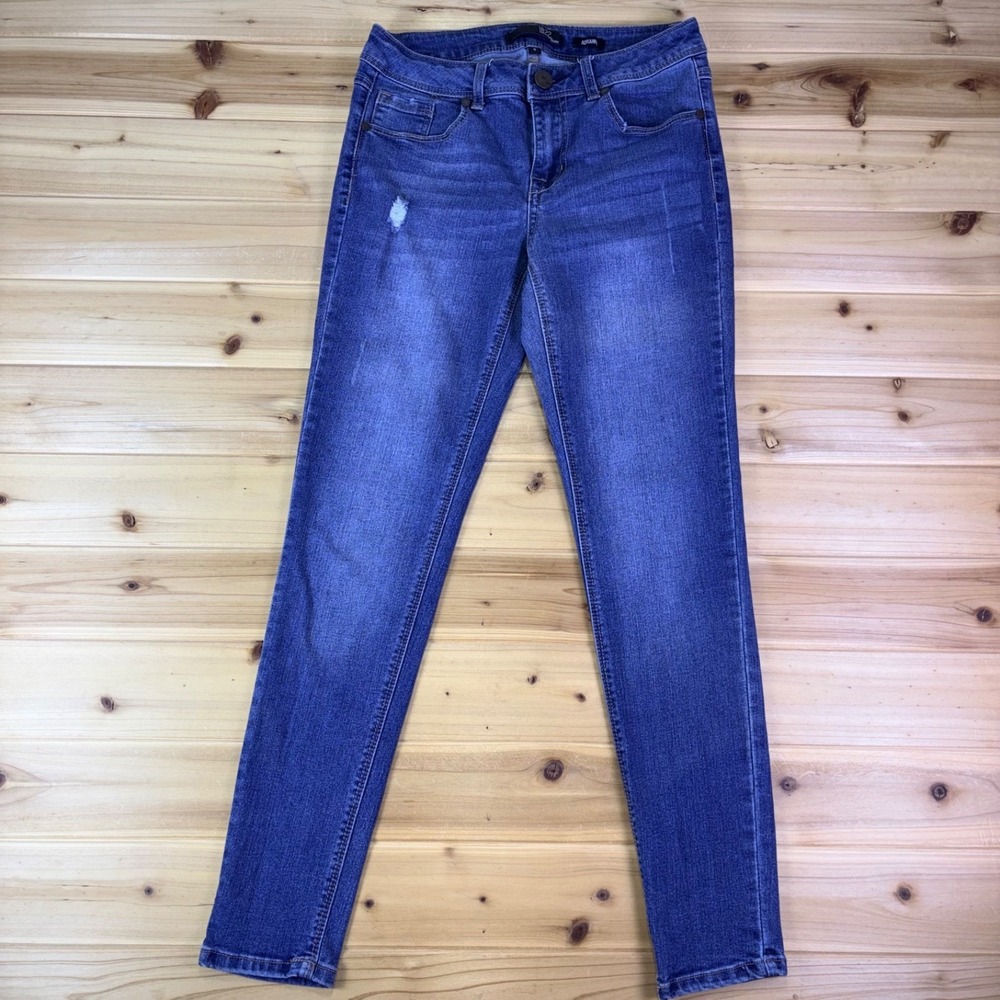1822 Denim Jeans Womens 4 Distressed Adrianna Skinny Low Rise Denim Blue Jeans